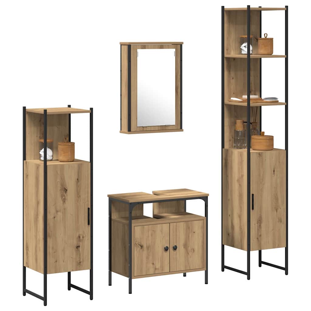 Bathroom Furniture Set 4 pcs Artisan oak 33 x 33 x 185.5 cm